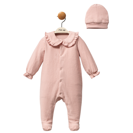 Moi Noi Şapkalı Tulum Pudra Girls