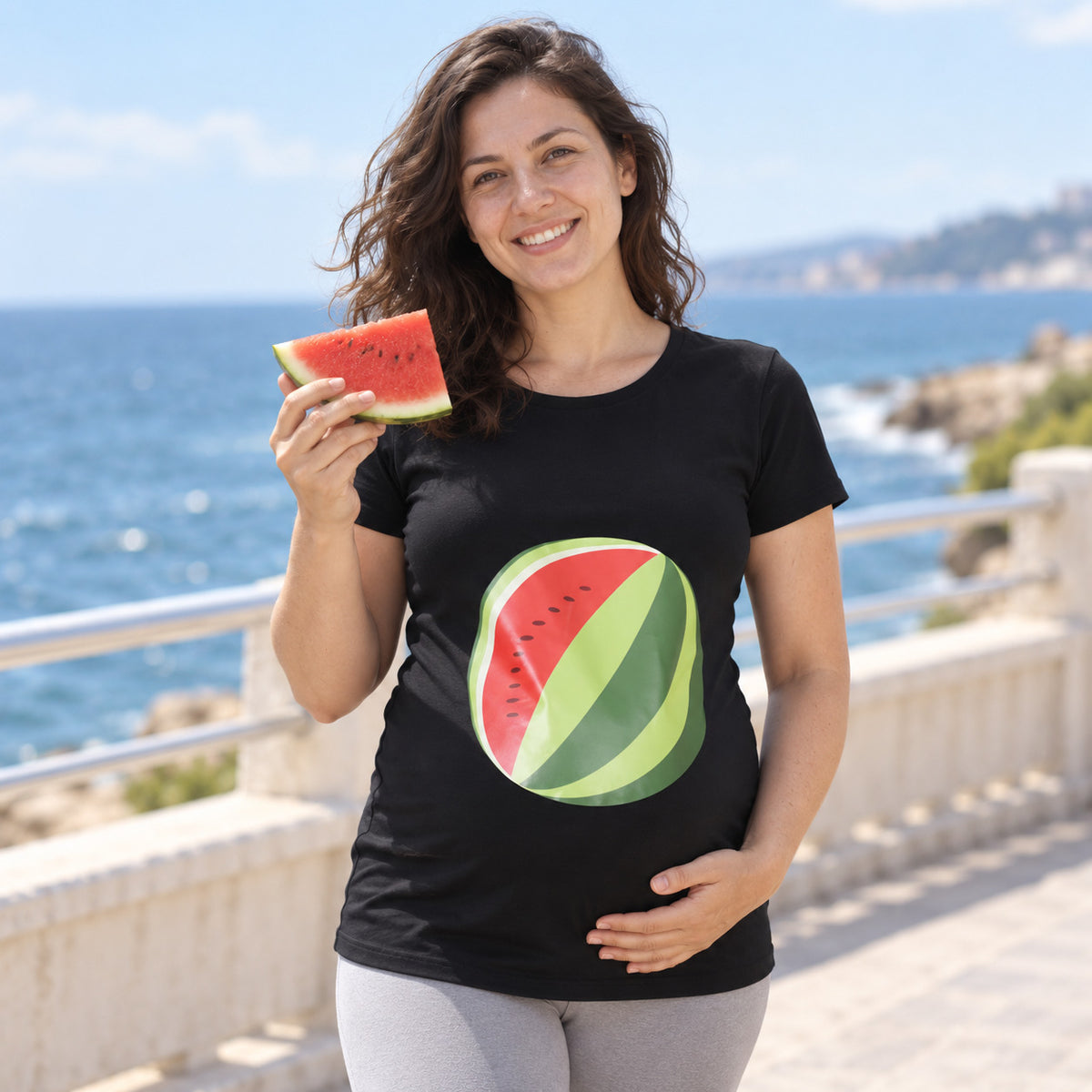 Mummy's Baby Karpuz Desenli Hamile Tshirt