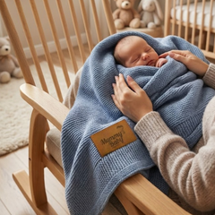 Mummy's Baby Tencel Örgü Bebek Battaniyesi 80*100 Gri