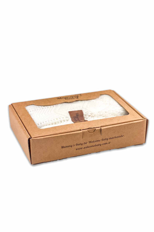 Mummy's Baby Tencel Örgü Dantel Desen Bebek Battaniyesi 80*100 Ekru
