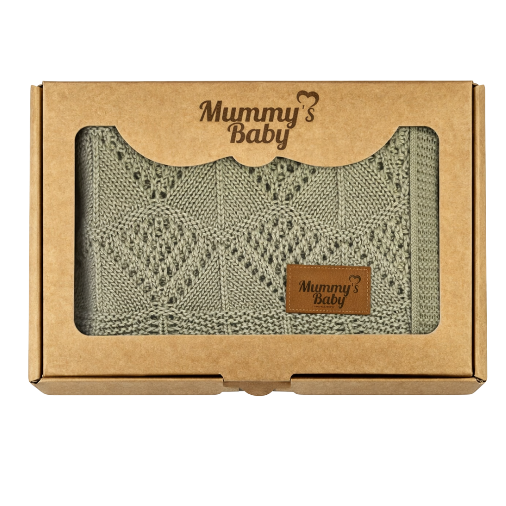 Mummy's Baby Tencel Örgü Dantel Desen Bebek Battaniyesi 80*100 Yeşil