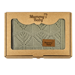 Mummy's Baby Tencel Örgü Dantel Desen Bebek Battaniyesi 80*100 Yeşil