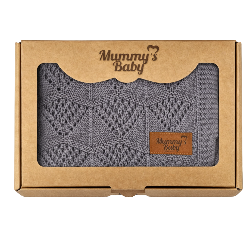 Mummy's Baby Tencel Örgü Dantel Desen Bebek Battaniyesi 80*100 Gri