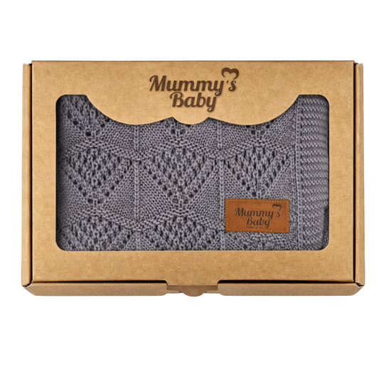 Mummy's Baby Tencel Örgü Dantel Desen Bebek Battaniyesi 80*100 Gri