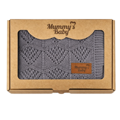 Mummy's Baby Tencel Örgü Dantel Desen Bebek Battaniyesi 80*100 Gri