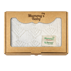 Mummy's Baby Tencel Örgü Dantel Desen Bebek Battaniyesi 80*100 Ekru