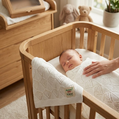 Mummy's Baby Tencel Örgü Dantel Desen Bebek Battaniyesi 80*100 Ekru
