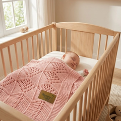 Mummy's Baby Tencel Örgü Dantel Desen Bebek Battaniyesi 80*100 Pembe