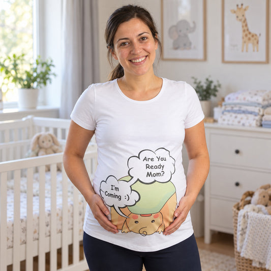 Mummy's Baby Are You Ready Desenli Hamile Tshirt Beyaz - Welcome Baby