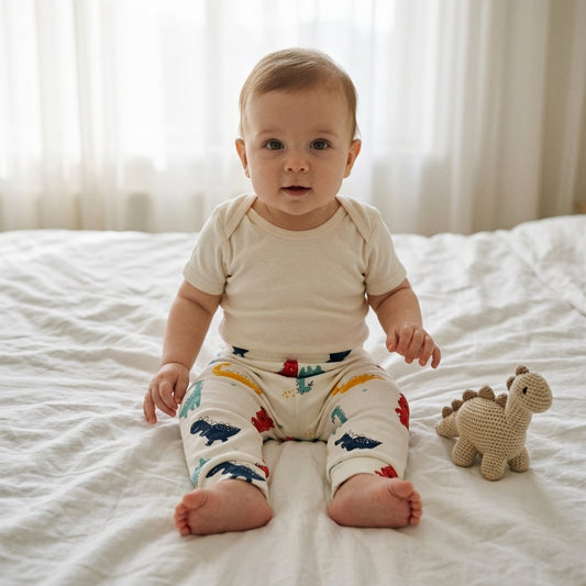 Mummy's Baby Patiksiz Alt Dino Ekru Bebek Üzerinde - Welcome Baby