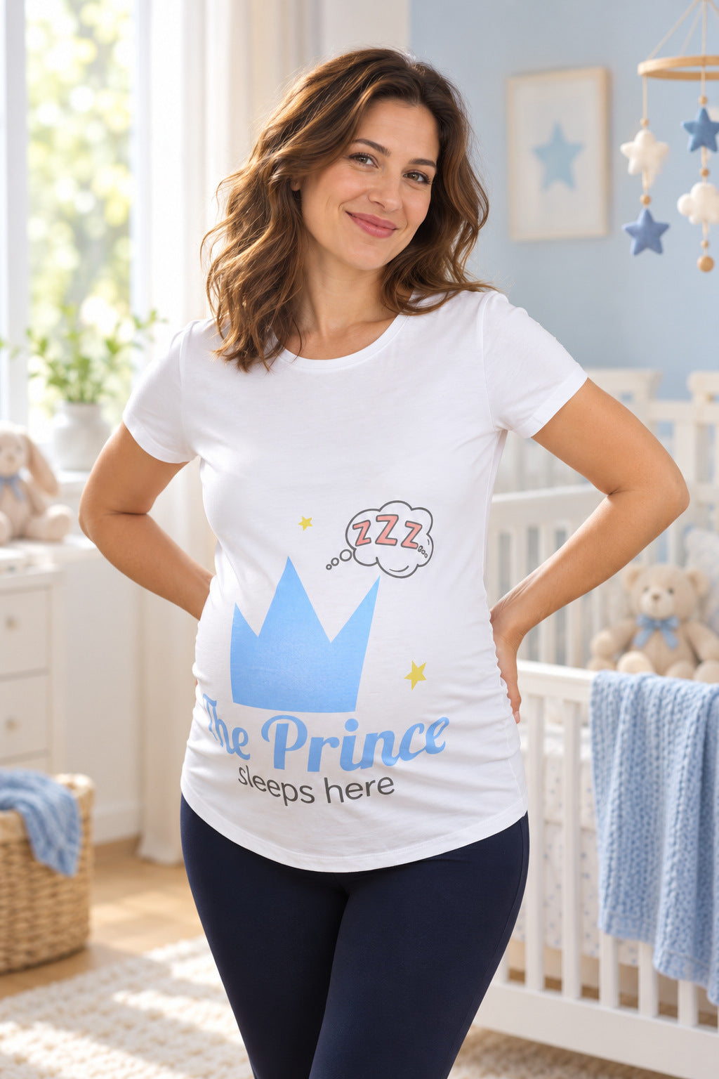 Mummy's Baby Prince Desenli Hamile Tshirt - Welcome Baby