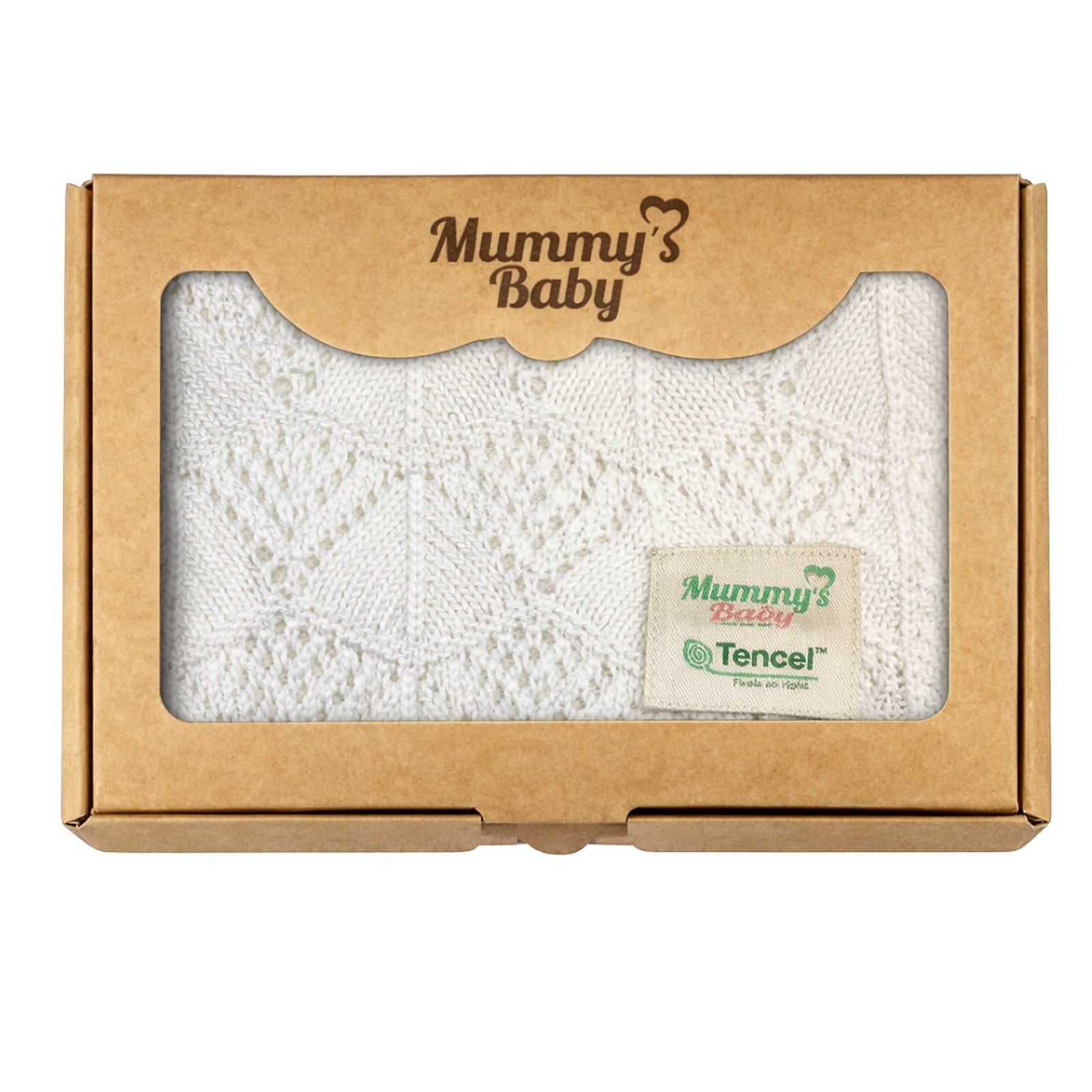 Mummy's Baby Tencel Örgü Dantel Desen Bebek Battaniyesi 80x100 Ekru