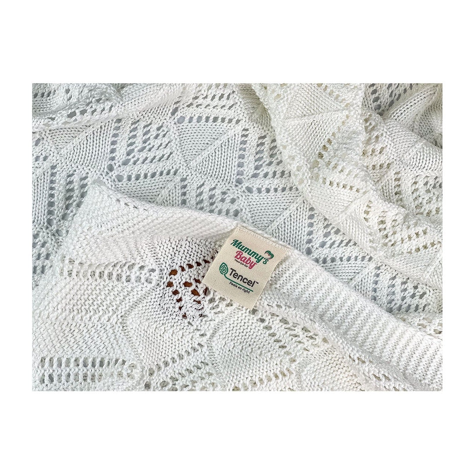 Mummy's Baby Tencel Örgü Dantel Desen Bebek Battaniyesi 80x100 Ekru