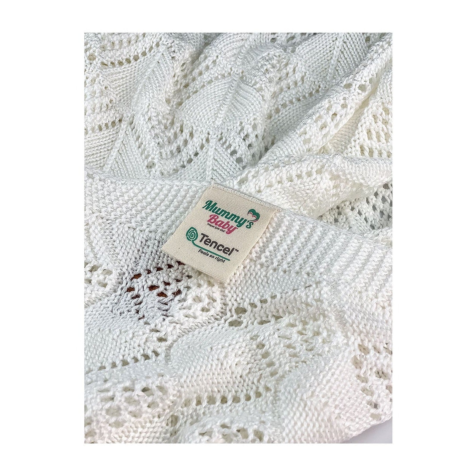 Mummy's Baby Tencel Örgü Dantel Desen Bebek Battaniyesi 80x100 Ekru