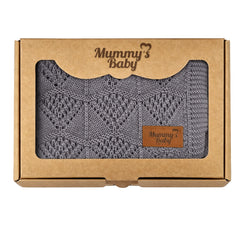 Mummy's Baby Tencel Örgü Dantel Desen Bebek Battaniyesi 80x100 Gri