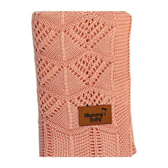 Mummy's Baby Tencel Örgü Dantel Desen Bebek Battaniyesi 80x100 Pembe