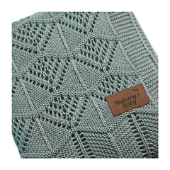 Mummy's Baby Tencel Örgü Dantel Desen Bebek Battaniyesi 80x100 Yeşil