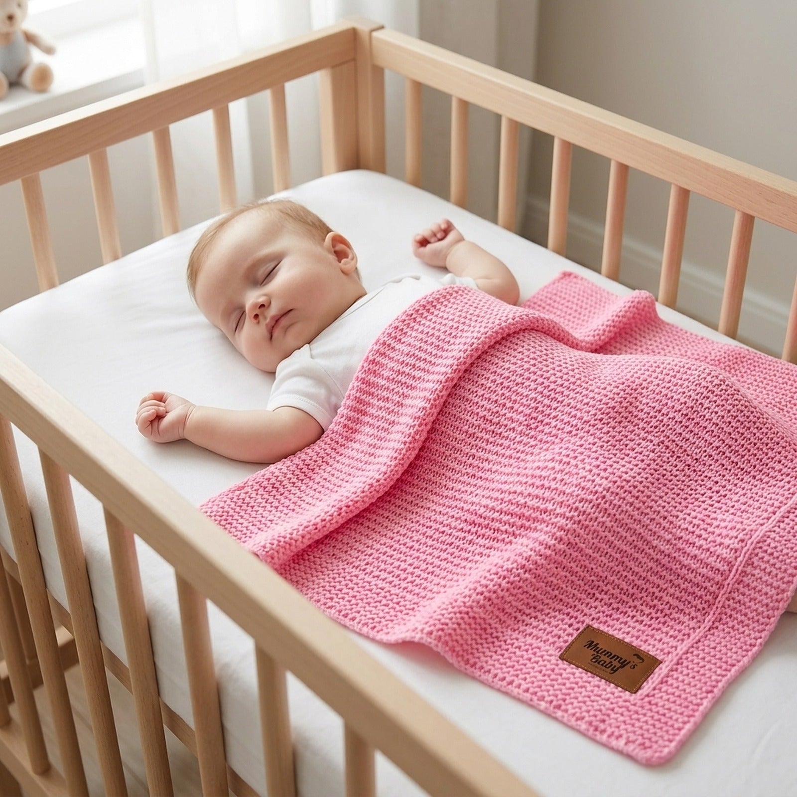 Mummy's Baby Triko Örgü Bebek Battaniyesi 80x100 Pembe