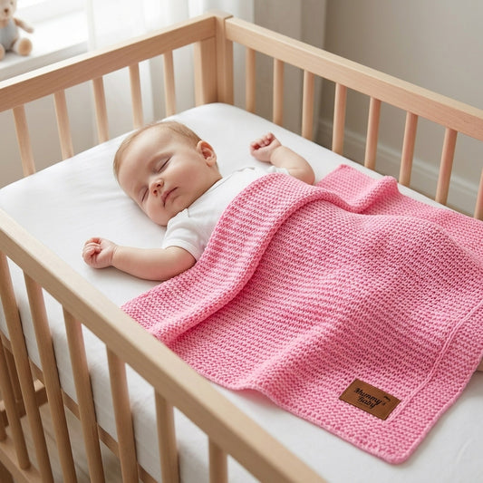 Mummy's Baby Triko Örgü Bebek Battaniyesi 80x100 Pembe