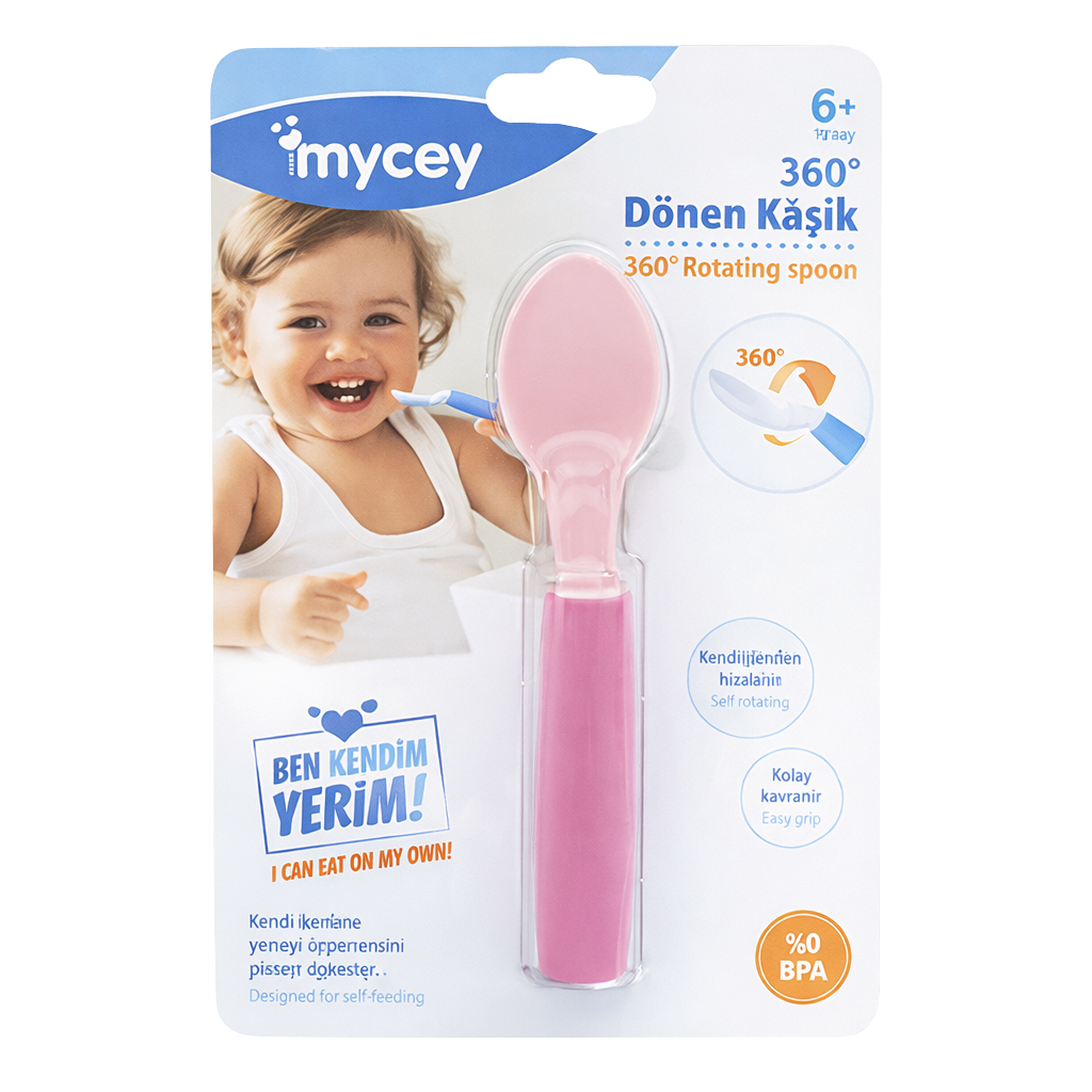 Mycey 360 Dönen Kaşık Pembe - Welcome Baby