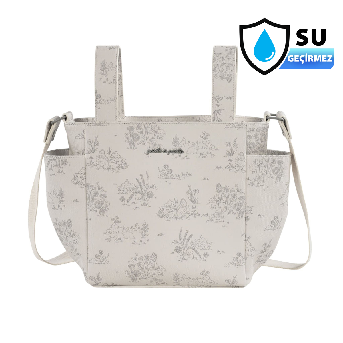 Pasito A Pasito Toile de Jouy Crossbody Bebek Bakım Çantası Cream
