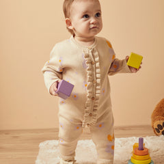 Patique Çiçek Desenli Fırfırlı Tulum