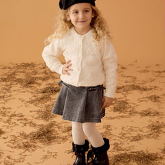 Patique Ekru Çiçekli Garnili Hırka