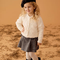 Patique Ekru Çiçekli Garnili Hırka