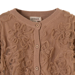 Patique Kahve Çiçekli Garnili Hırka