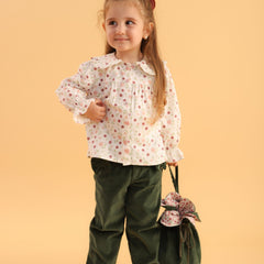 Patique Fitilli Kadife Pantolon Yeşil