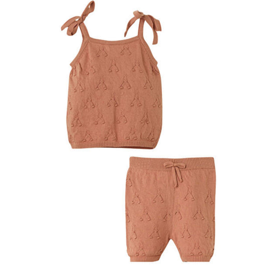 Patique Gül Kurusu Kız Bebek Organik Pamuk Kirazlı İkili Takım