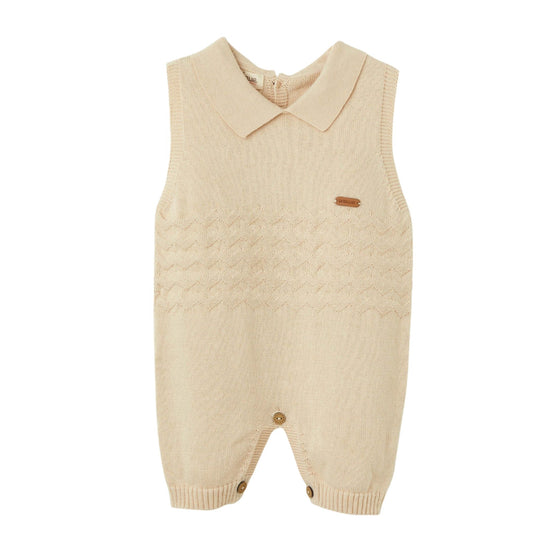 Patique Zikzaklı Şortlu Erkek Bebek Tulum Bej