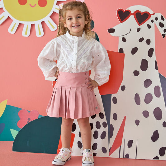 Patique Pembe Pileli Etek