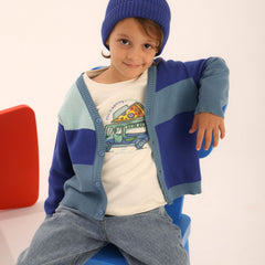 Patique Renk Bloklu Hırka Erkek