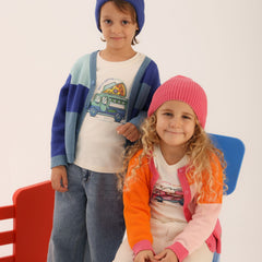 Patique Renk Bloklu Hırka Kız