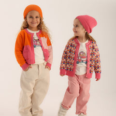 Patique Renk Bloklu Hırka Kız