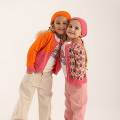 Patique Renk Bloklu Hırka Kız