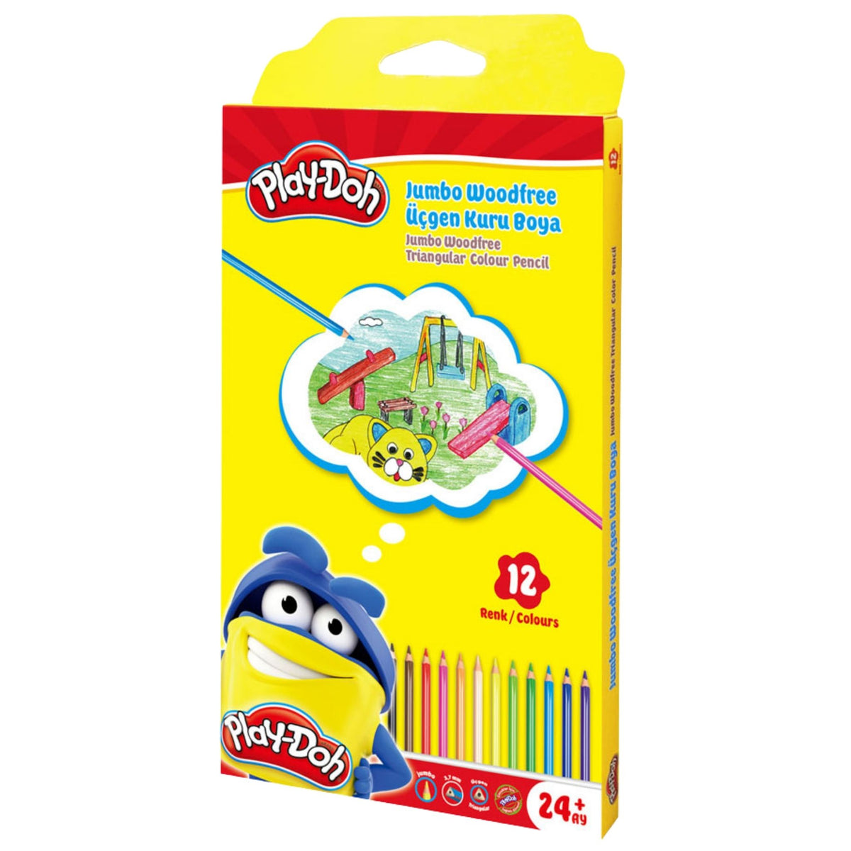 Playdoh Woodfree Jumbo Üçgen Kuru Boya 12'li