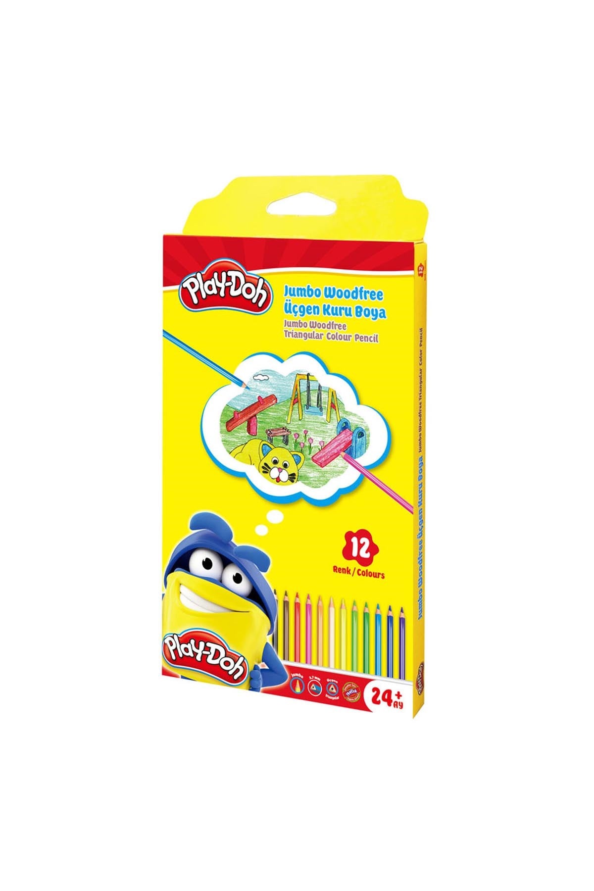 Play-Doh Woodfree Jumbo Üçgen Kuruboya 12Li