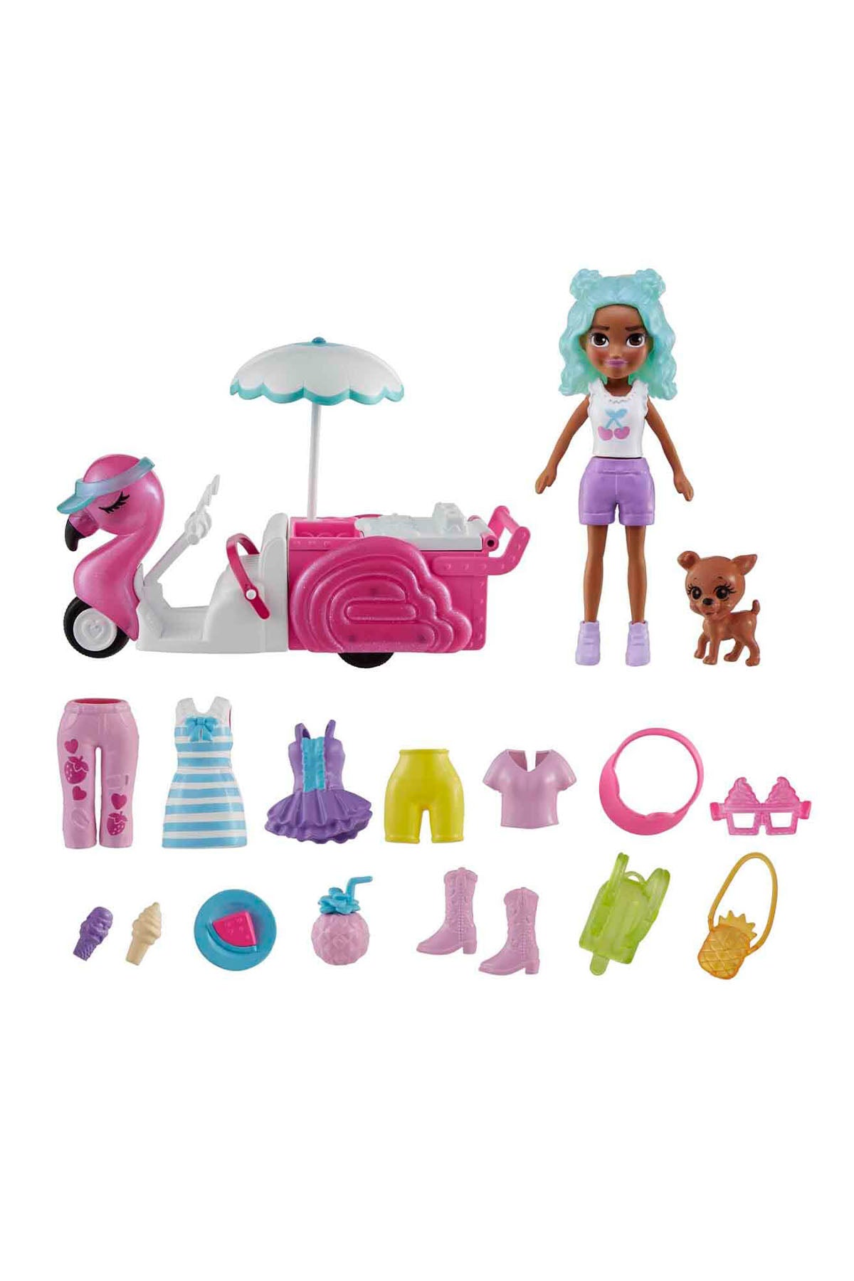 Polly Pocket Filamingo Motosiklet ve Tropik Aksesuarlar