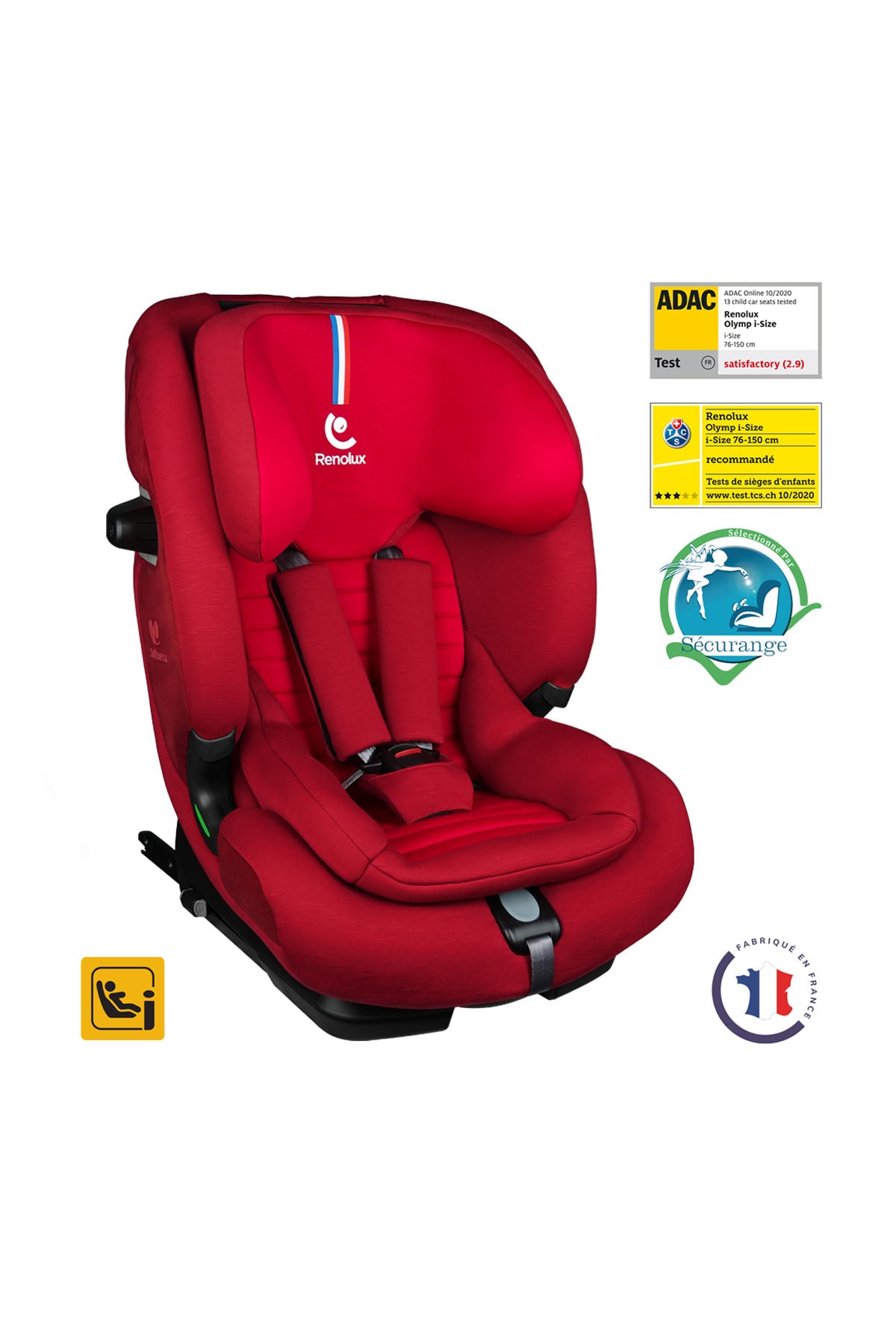 Renolux Olymp I-Size Softness Isofix 9-36 Kg Oto Koltuğu Kırmızı