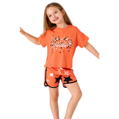 Roly Poly Kız Çocuk Süprem Şortlu Takım Super Power Turuncu