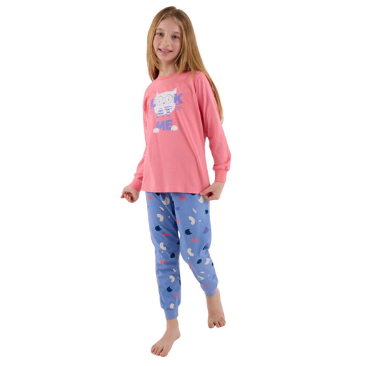 Roly Poly Kız Çocuk Uzun Kollu Pijama Takım Neon Pembe