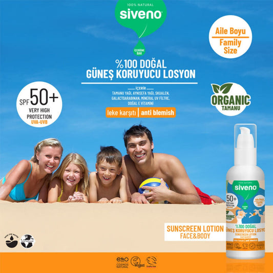 Siveno %100 Doğal All Family Güneş Losyonu SPF 50+