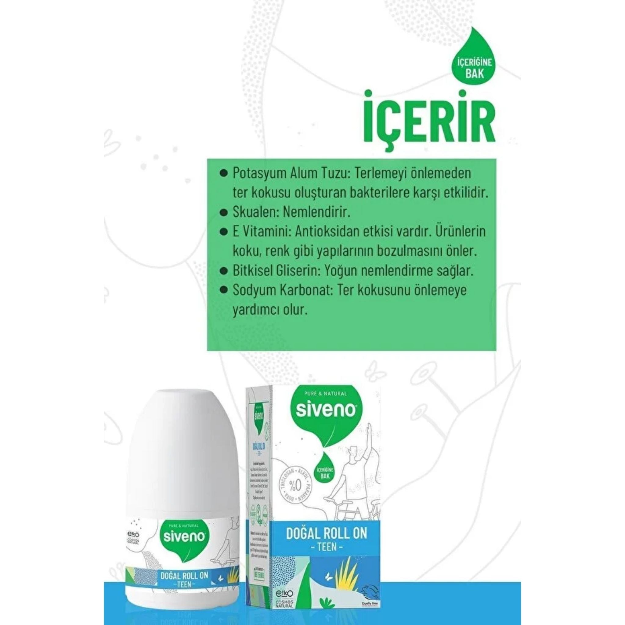 Siveno %100 Doğal Roll-On Teen Blue 50ml