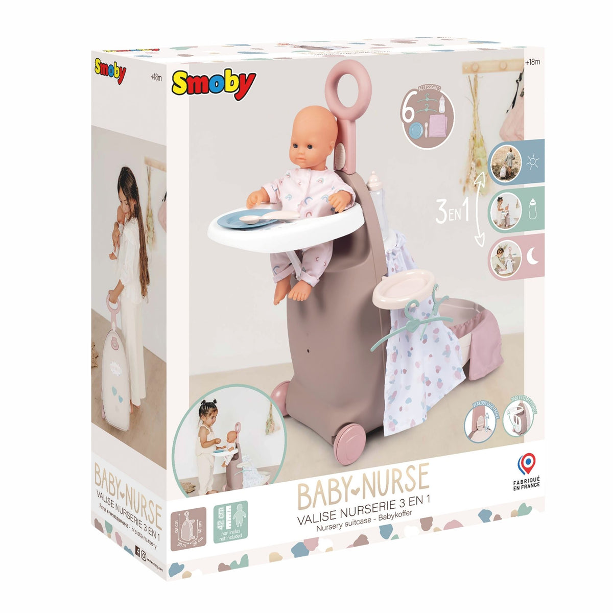 Smoby Baby Nurse 3'ü 1 Arada Oyuncak Bebek Seyahat Seti