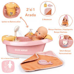 Smoby Baby Nurse Işıklı Fonksiyonlu Oyuncak Bebek Küveti