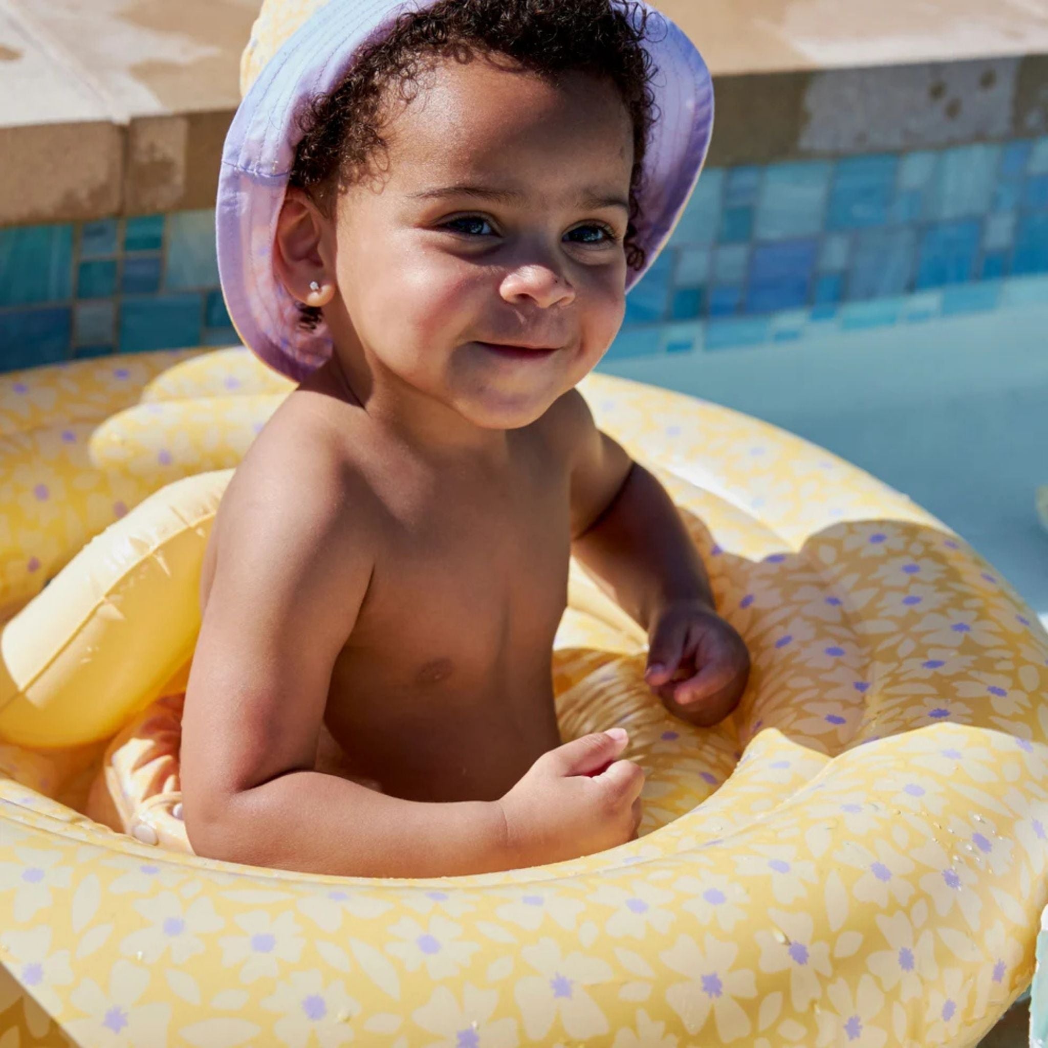 Swim Essentials Yellow Flowers Bebek Sırt Destekli Yüzme Simidi
