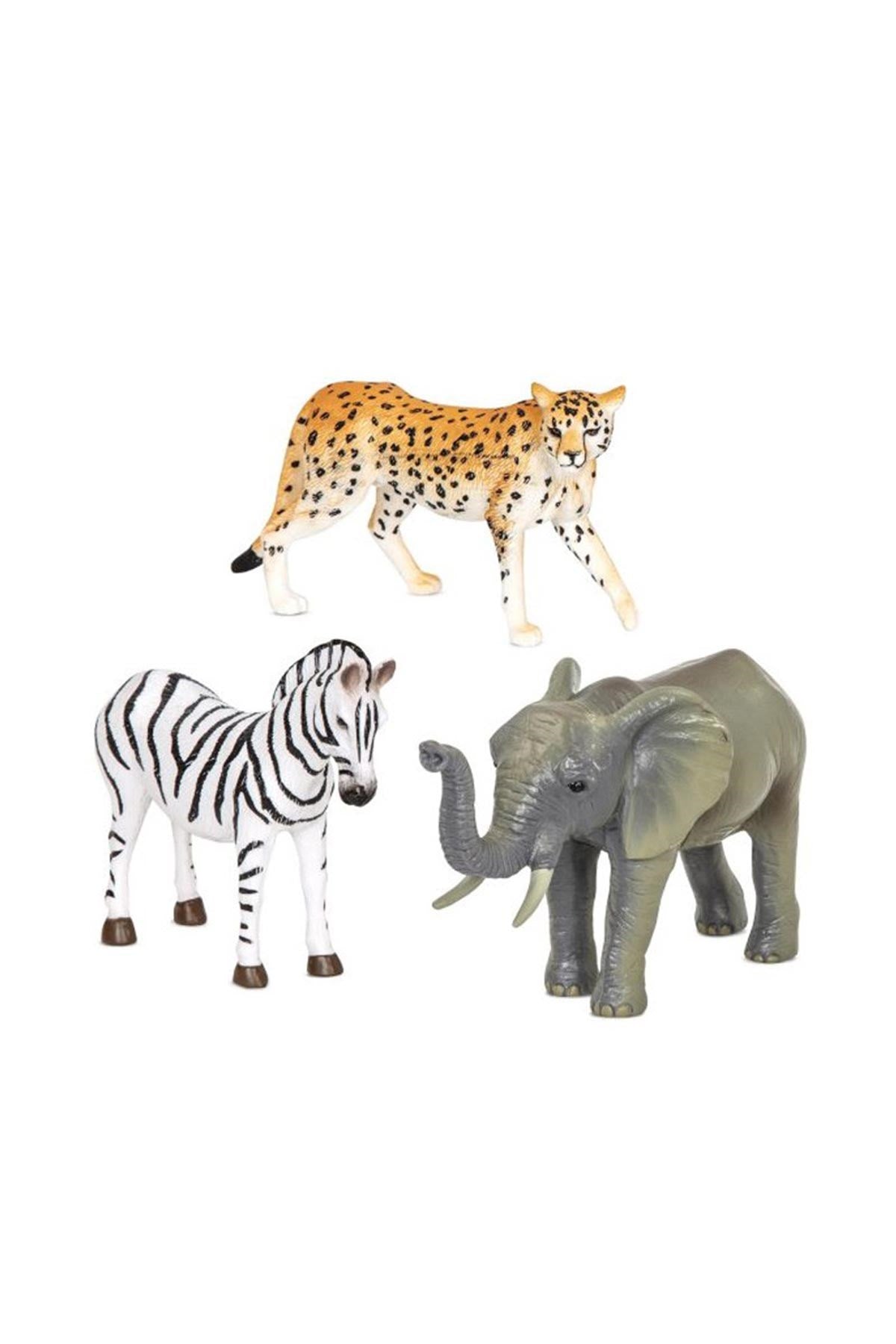 Terra Orman Hayvanları 3'lü Set Zebra, Fil Ve Çita
