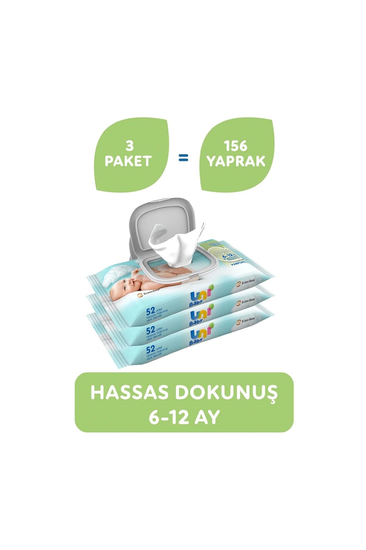 Uni Baby Hassas Dokunuş 3*52Li Islak Mendil - Welcome Baby